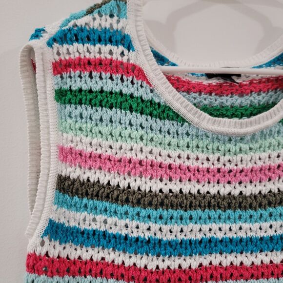 Talbots Womens Sweater Vest Size Xs Crochet Colorful Academia - Picture 2 of 7